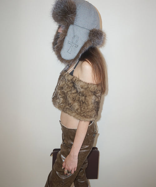 Wool Trooper Hat Blue Gray
