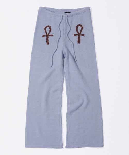 Ankh Boucle Knit Pants Misty Blue