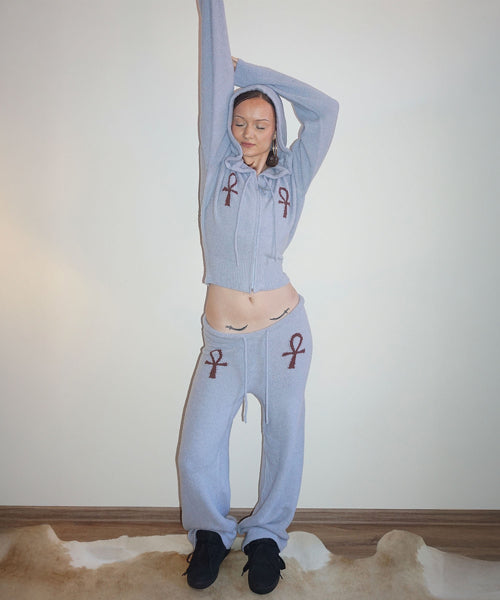 Ankh Boucle Knit Cardigan Misty Blue
