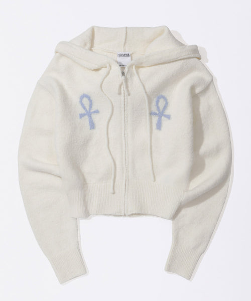 Ankh Boucle Knit Cardigan Ivory