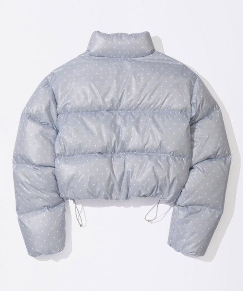 Polka Cropped Puffer Down Baby Blue
