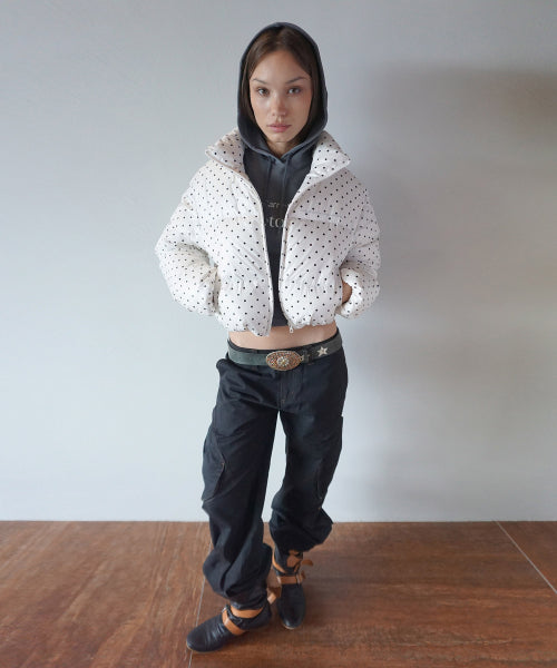 Polka Cropped Puffer Down Ivory