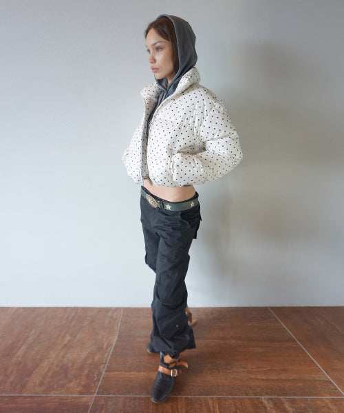 Polka Cropped Puffer Down Ivory