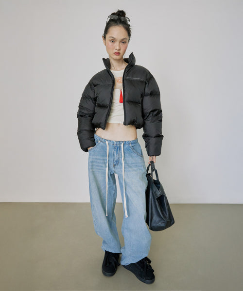 Matte Cropped Puffer Down Black