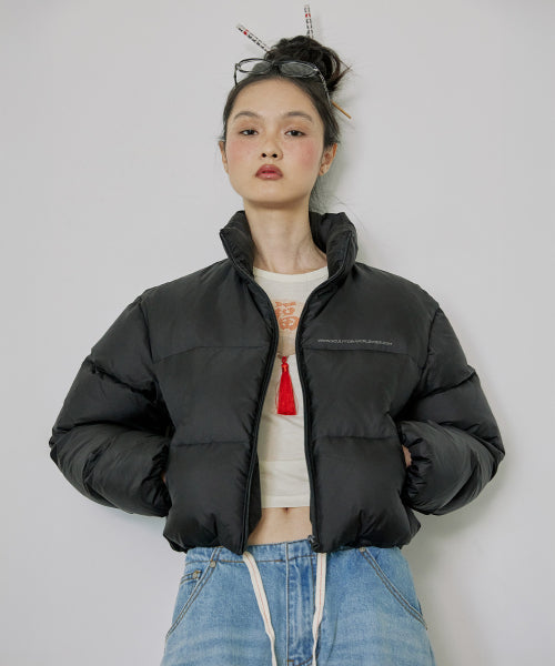 Matte Cropped Puffer Down Black