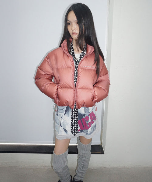 Matte Cropped Puffer Down Plum Red