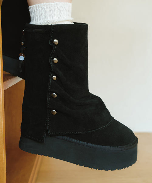 STUD MAXI FOLDED BOOTS MIDDLE - 2 colors