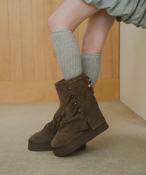 STUD MAXI FOLDED BOOTS MIDDLE - 2 colors