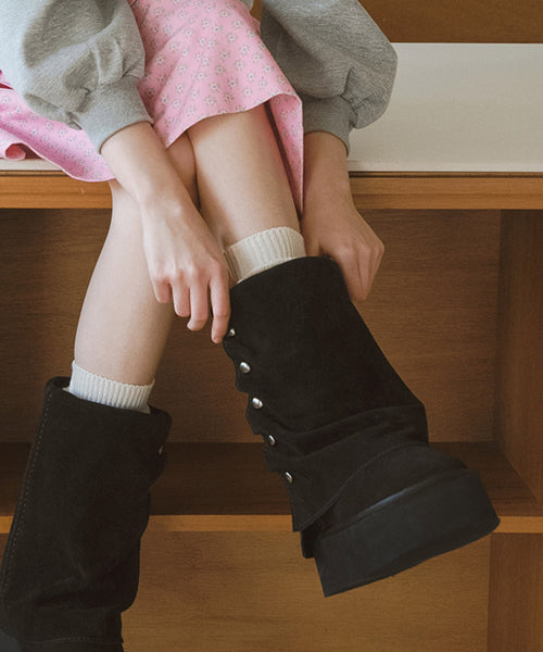 STUD MAXI FOLDED BOOTS MIDDLE - 2 colors