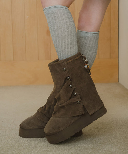 STUD MAXI FOLDED BOOTS MIDDLE - 2 colors