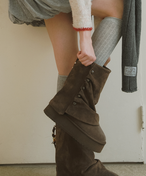 STUD MAXI FOLDED BOOTS MIDDLE - 2 colors