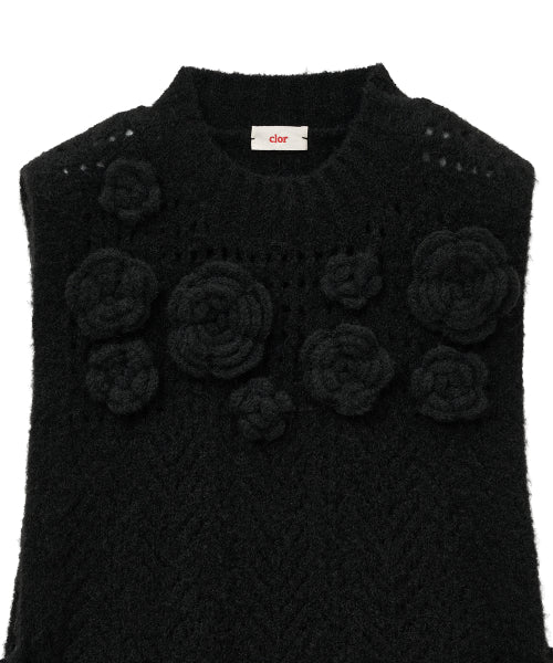 FLOWER CROCHET VEST - 2 colors