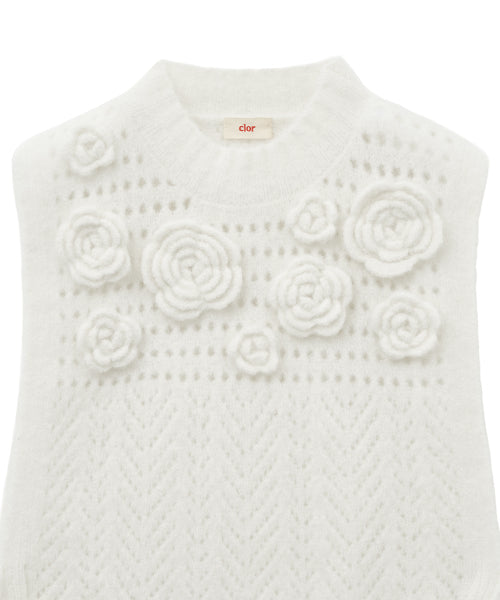 FLOWER CROCHET VEST - 2 colors