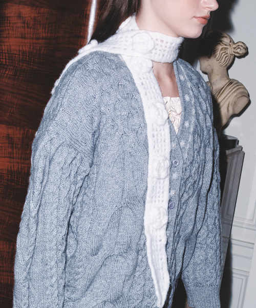 HANDMADE FLOWER CROCHET SCARF - 3 colors
