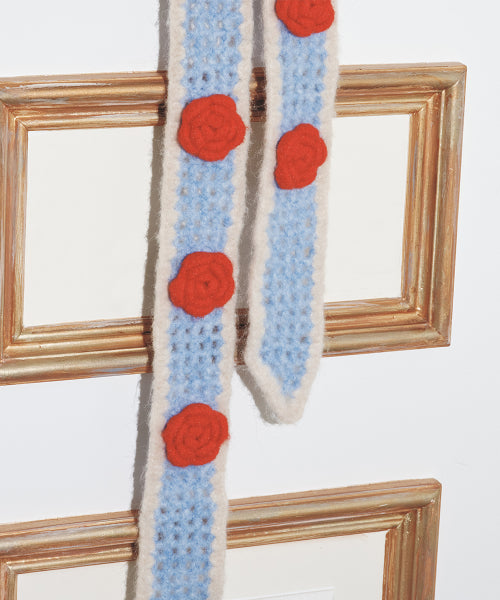 HANDMADE FLOWER CROCHET SCARF - 3 colors