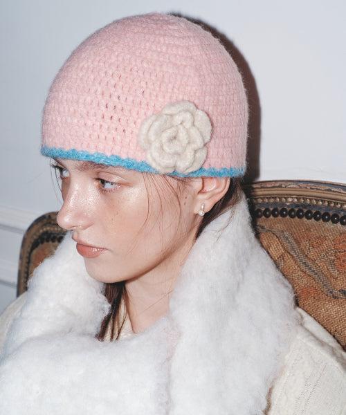 HANDMADE FLOWER CROCHET HAT - 6 colors
