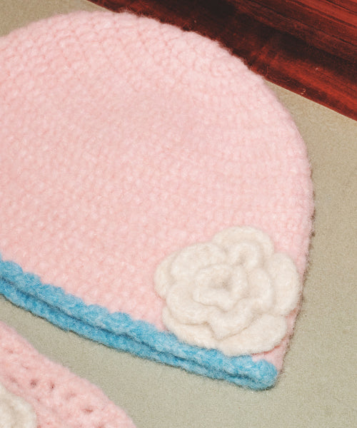HANDMADE FLOWER CROCHET HAT - 6 colors