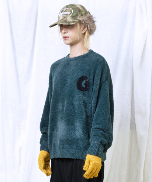 GNT066 Raffin Hair Ornament Pullover Knit (GREEN)