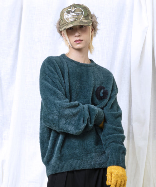 GNT066 Raffin Hair Ornament Pullover Knit (GREEN)