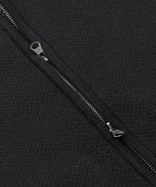 GNT072 Stripe Lip Pharaoh Knit Zip-Up (BLACK)