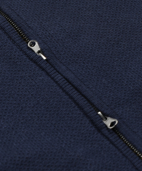 GNT072 Stripe Lip Pharaoh Knit Zip Up (NAVY)