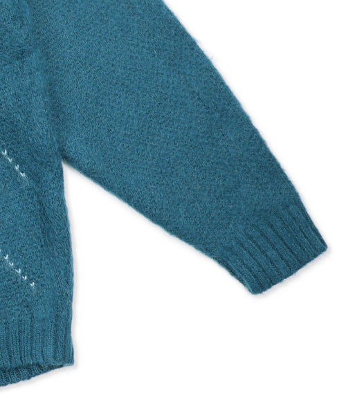 GNT075 Vintage Argyle Knit Cardigan (BLUE GREEN)