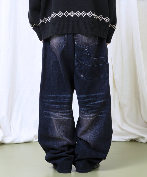 GP174 Rusty Washed Wide Pants (INDIGO)