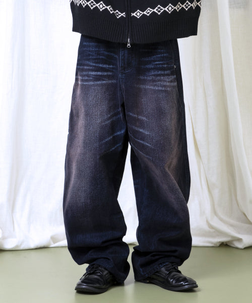 GP174 Rusty Washed Wide Pants (INDIGO)