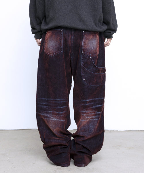GP174 Rusty Washed Wide Pants (BURGUNDY)