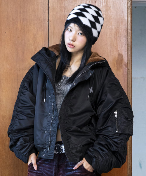 GJ107 Rework N2B Nylon Short Parka (BLACK)