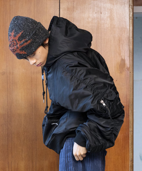 GJ107 Rework N2B Nylon Short Parka (BLACK)