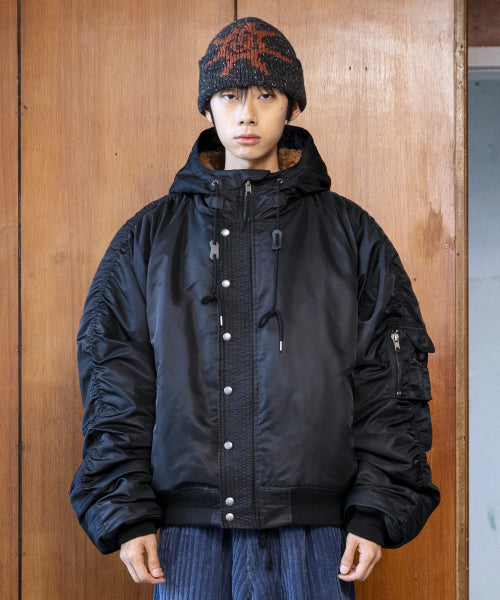GJ107 Rework N2B Nylon Short Parka (BLACK)