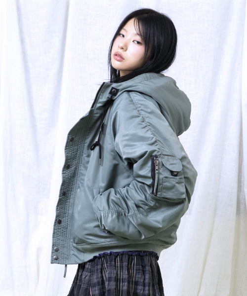 GJ107 Rework N2B Nylon Short Parka (SAGE GREEN)