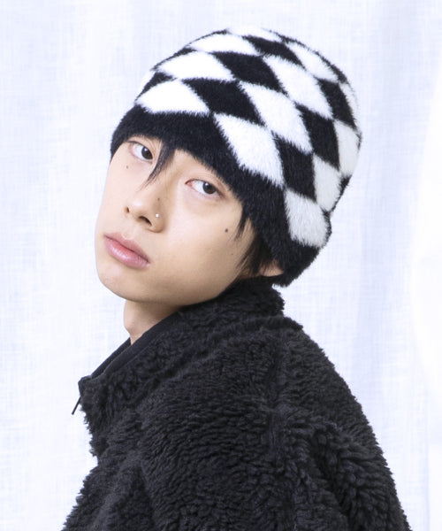 GC076 DIA Checker Hair Ornament Knitwear Vinny (BLACK)