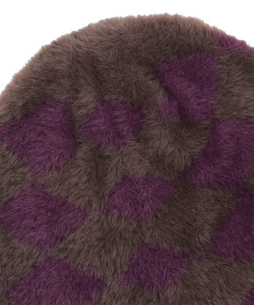 GC076 DIA Checker Hairdresser Knit Beanie (BROWN)