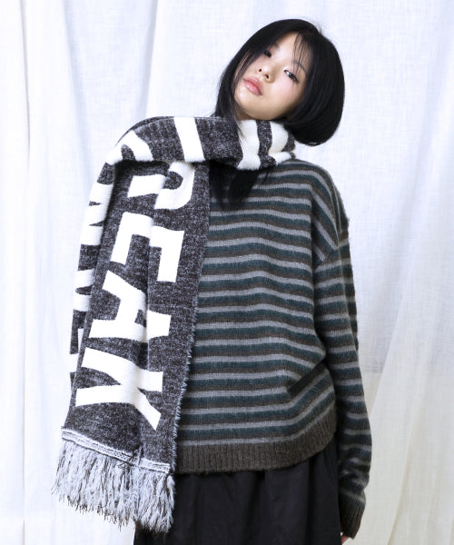 GAC030 Panatic Hair Ornament Jacquard muffler (BLACK)