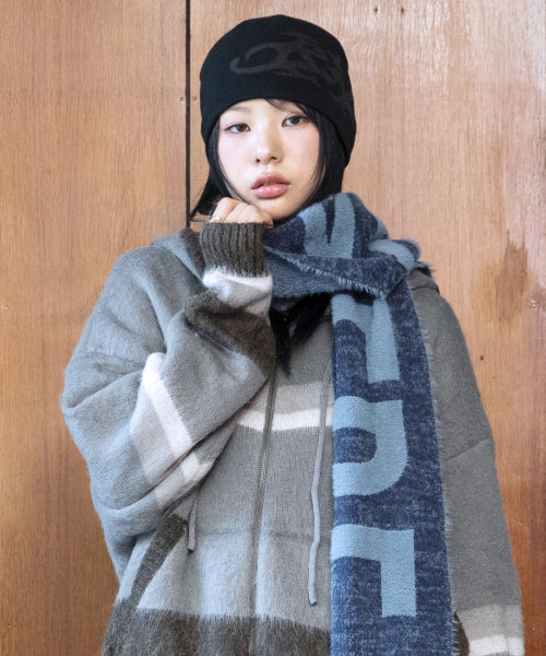 GAC030 Panatic Hair Ornament Jacquard muffler (NAVY)