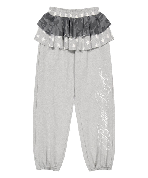 2-LAYER SKIRT SWEATPANTS_MELANGE GREY