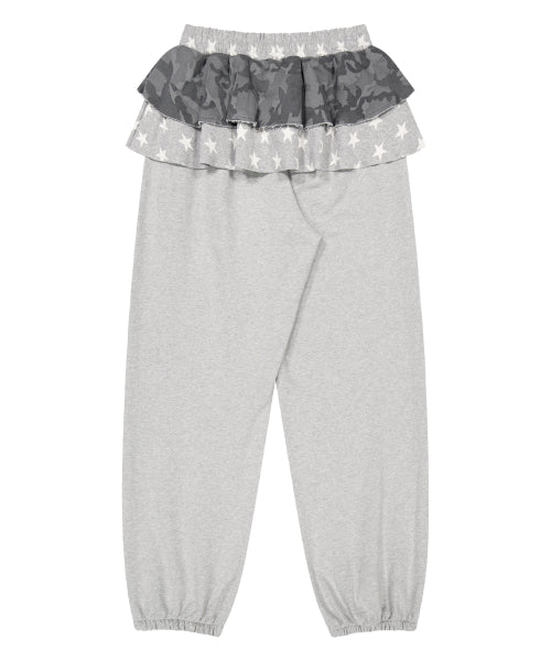 2-LAYER SKIRT SWEATPANTS_MELANGE GREY