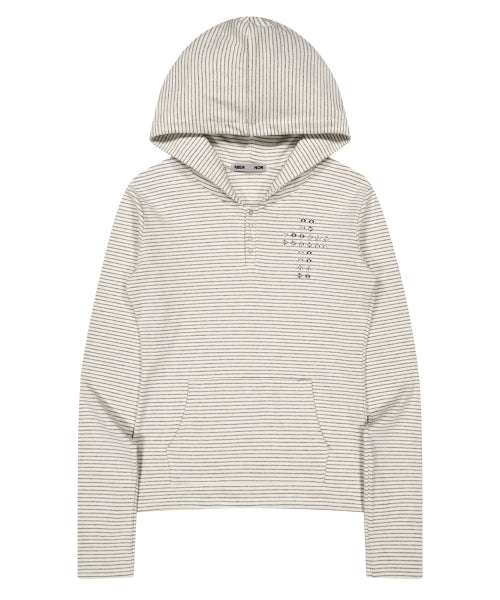 CROSS STRIPE HENLEY HOODIE_IVORY