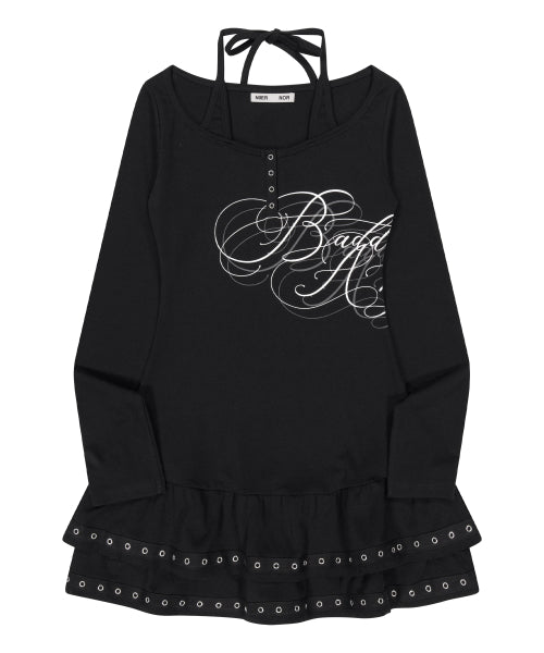 BADDIE ANGEL HALTERNECK DRESS_BLACK