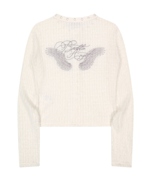 EYELET FLUFFY CARDIGANS_IVORY