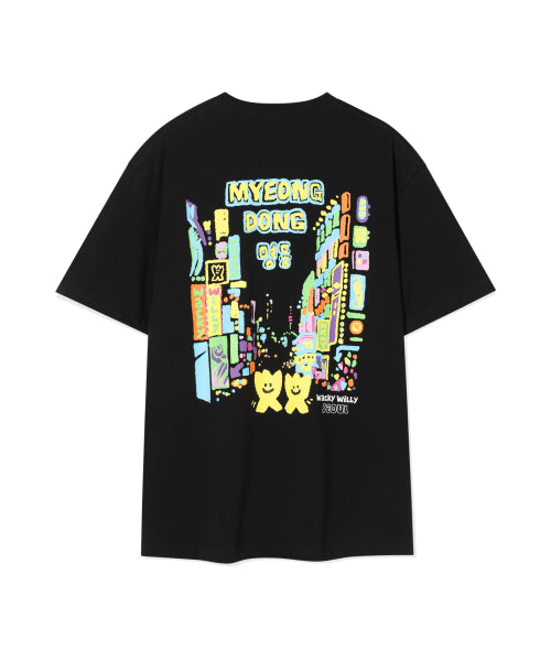 Myeongdong Graphic Short-sleeved Shirt Black