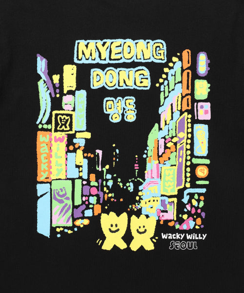 Myeongdong Graphic Short-sleeved Shirt Black