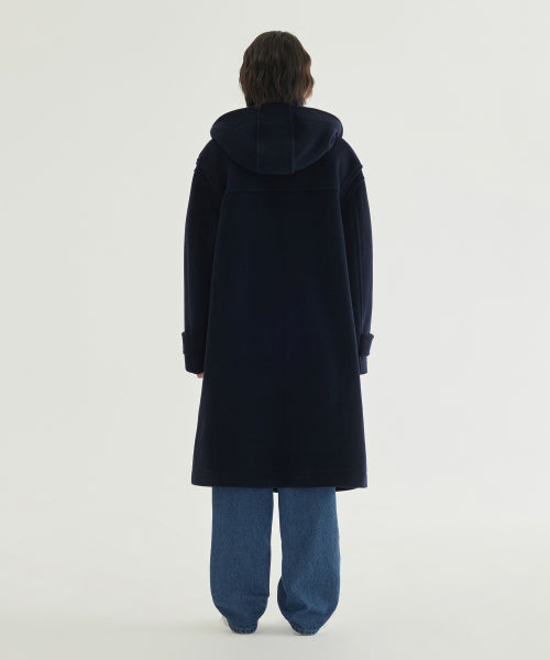 CHECKED HOODED DUFFLE COAT
