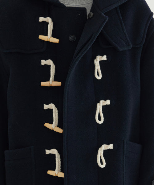 CHECKED HOODED DUFFLE COAT
