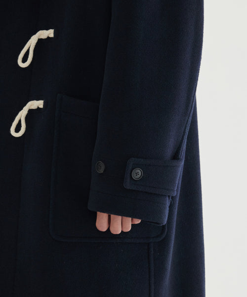 CHECKED HOODED DUFFLE COAT