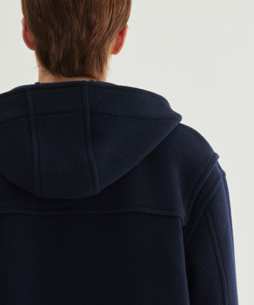 CHECKED HOODED DUFFLE COAT