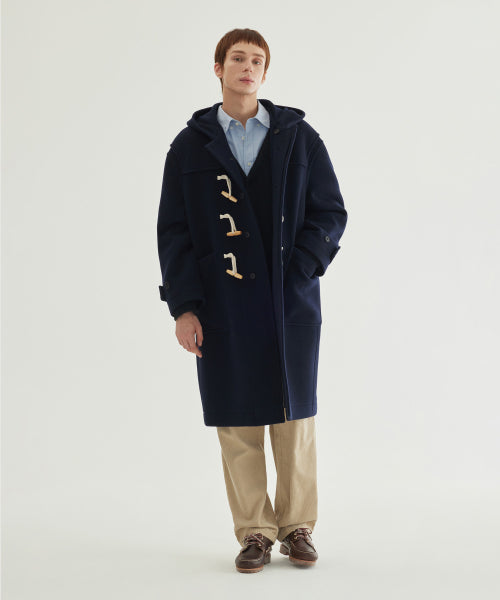 WOOL HOODED DUFFLE COAT