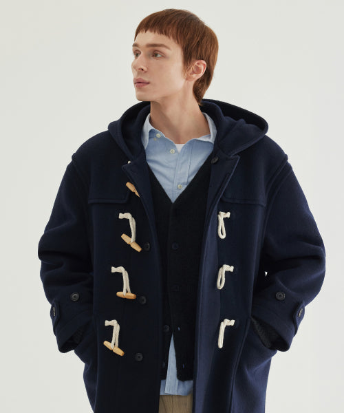 WOOL HOODED DUFFLE COAT